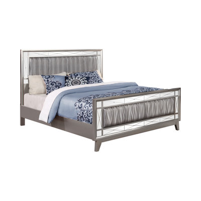 Knarik Panel Bed with Mirrored Accents Mercury Metallic -  Rosdorf Park, 20F75522DC3D42A9AE6CC7C09D6DCB47