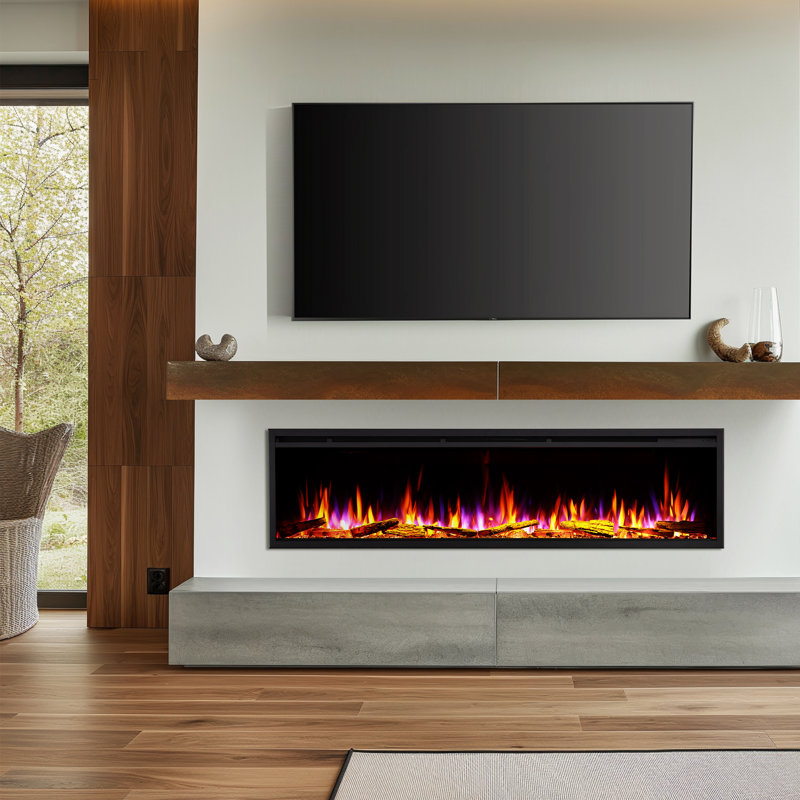 Ahlheim Black Electric Fireplace with 5100 BTU, 18.90" H x 33.10" W x 7.80" D