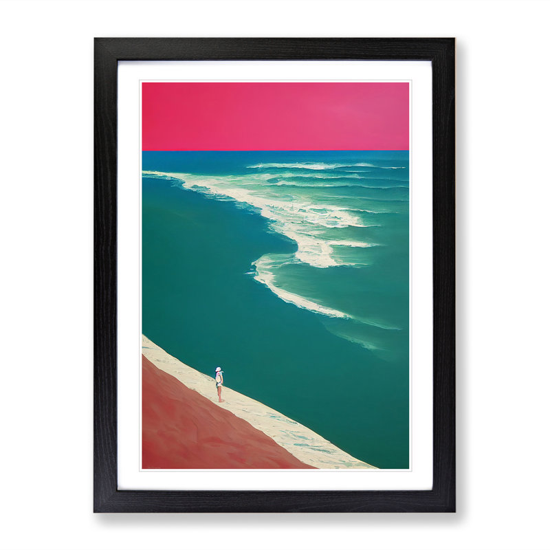 XV1022-493X Alone On The Beach - Print, Black Framed Paper, 66cm H x 48cm W, White