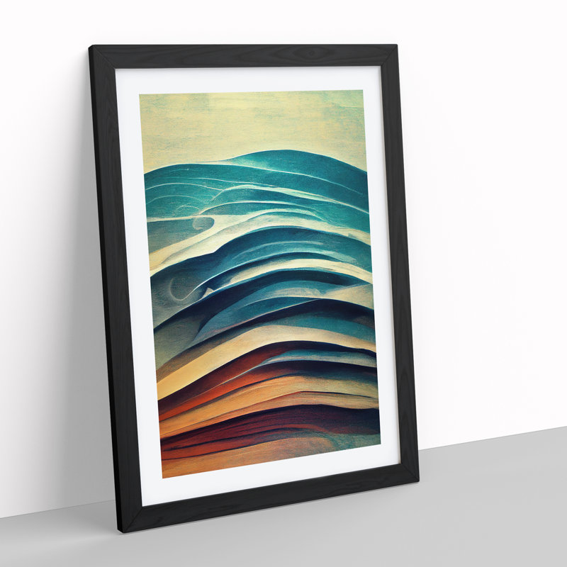 Beach Ocean Wave Abstract No.3 - Single Picture Frame Print, 64cm H x 46cm W x 2cm D, Black Framed