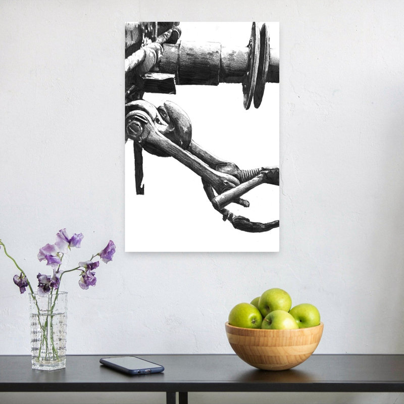 Impression d'art industriel abstrait industriel complexe, 24" H x 16" W