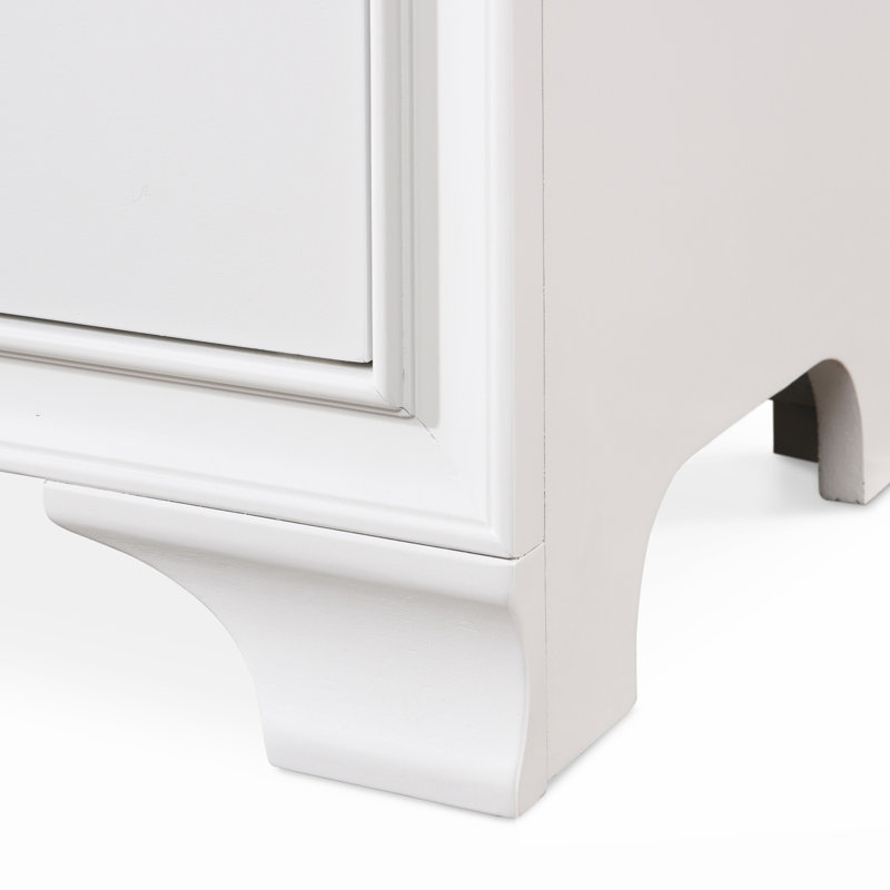 Table de chevet à 1 tiroir avec station de chargement USB ClickDecor Edmond, Blanc
