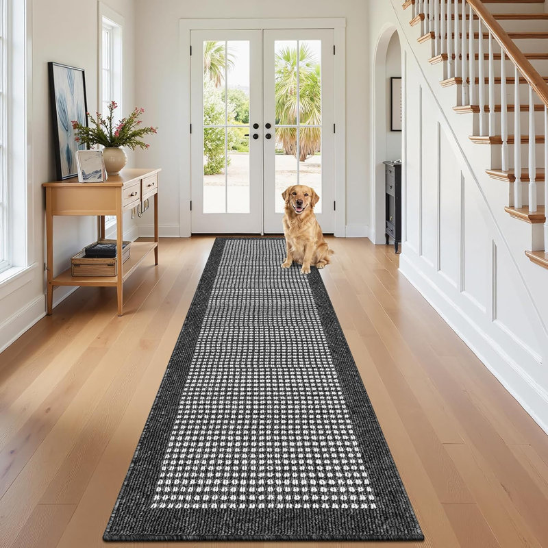 Area Rug, Dark Gray, Runner 2' x 10'