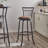 3 Bar Table and Chairs Set Dining Room Industrial Counter Height Bar Chairs with Metal Back Fabric Seat