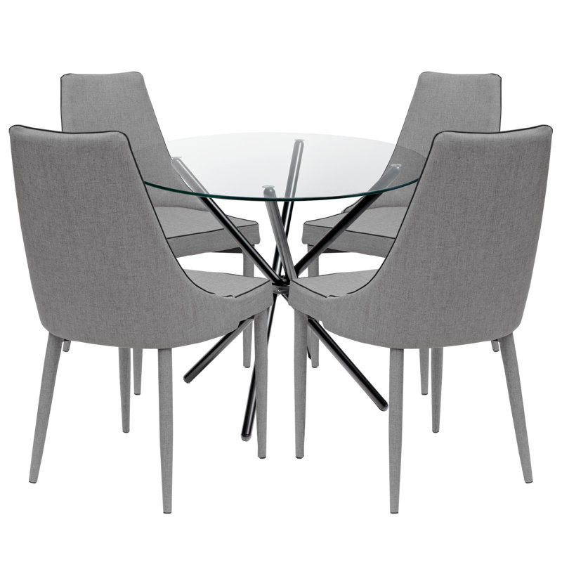Ayarie 4 - Person Dining Set, Grey, Black