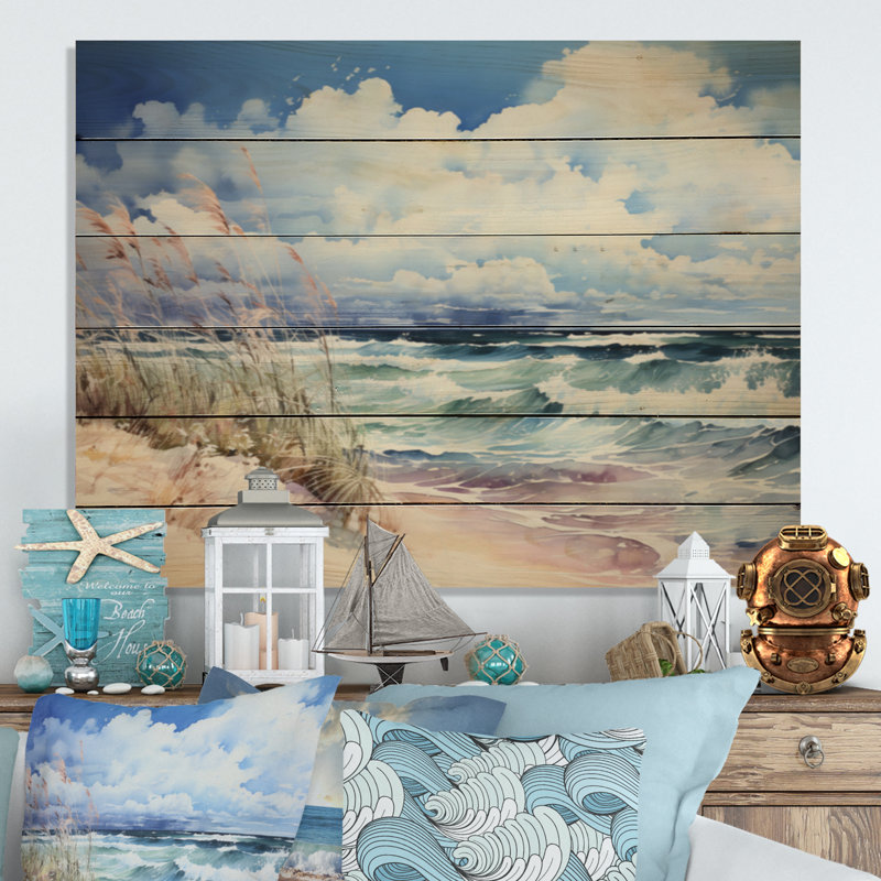«Beach Grass Landscape I» sur bois, H 30 po x l 40 po x P 0,78 po