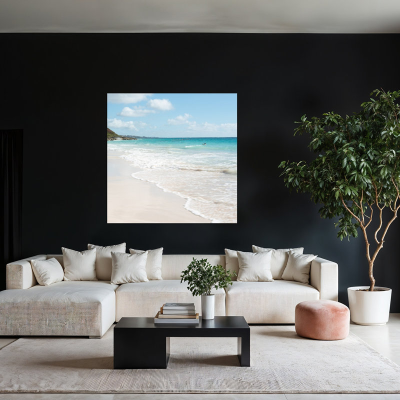 Art contemporain, plage, océan, H 48 po x l 48 po