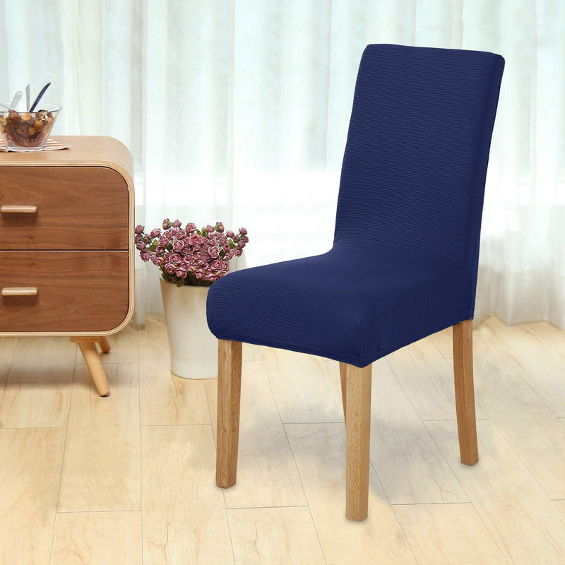 Polyester Dining Chair Slipcover, Dark blue