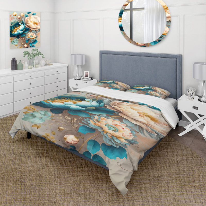Ensemble de housse de couette floral multicolore Blooming Flowers II - microfibre de polyester