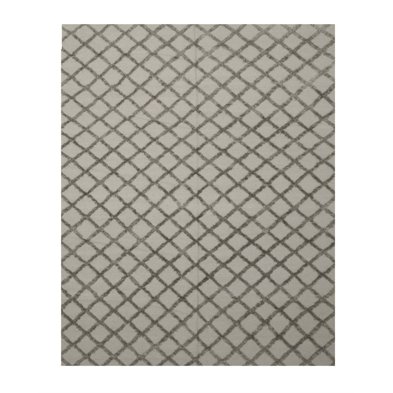 Tapis argent tissé à la main et à plat Moffett, Rectangle de 10 pi x 14 pi