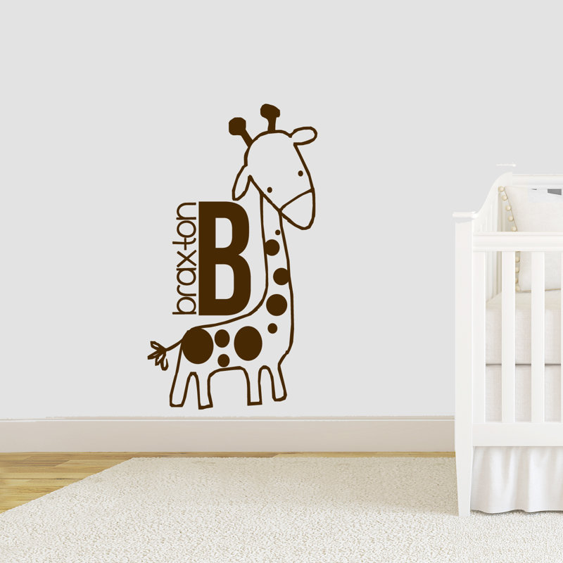 Adhésif décoratif girafe personnalisé, Brun chocolat, Oui