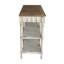 Console 63 x 19,5 x 35,5 po à trois niveaux en bois avec finition blanc vieilli et beige