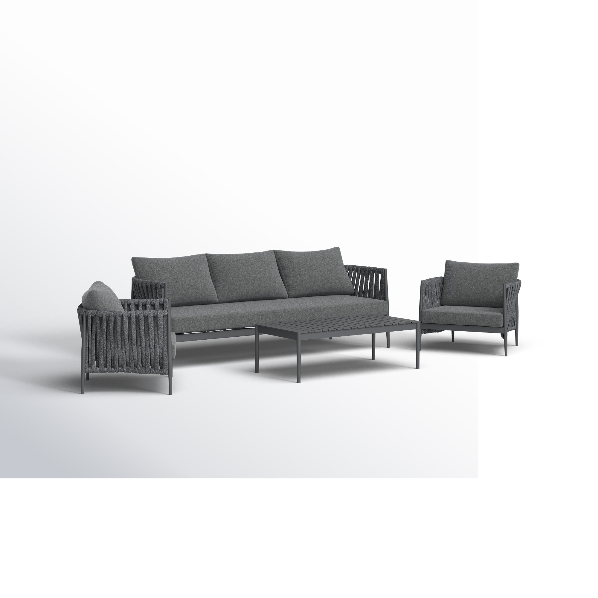 Zeke 4 - Piece Patio Conversation Set, Gray