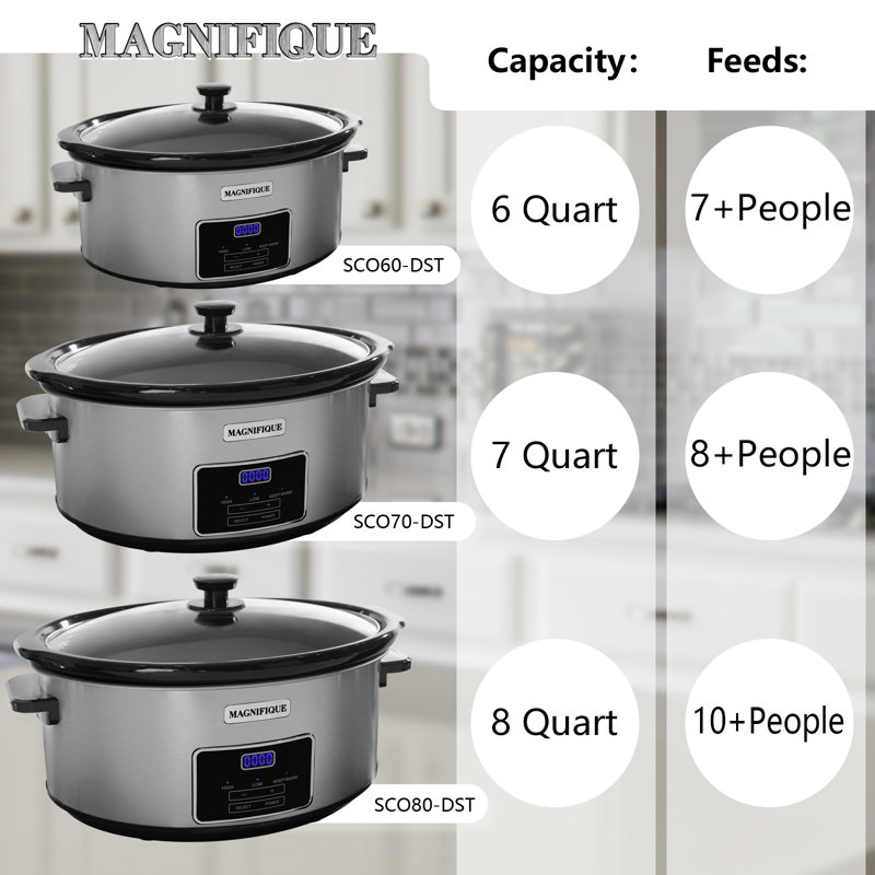 Mijoteuse programmable en acier inoxydable 6 pte HomeCookin, 6 pte, Argent inoxydable