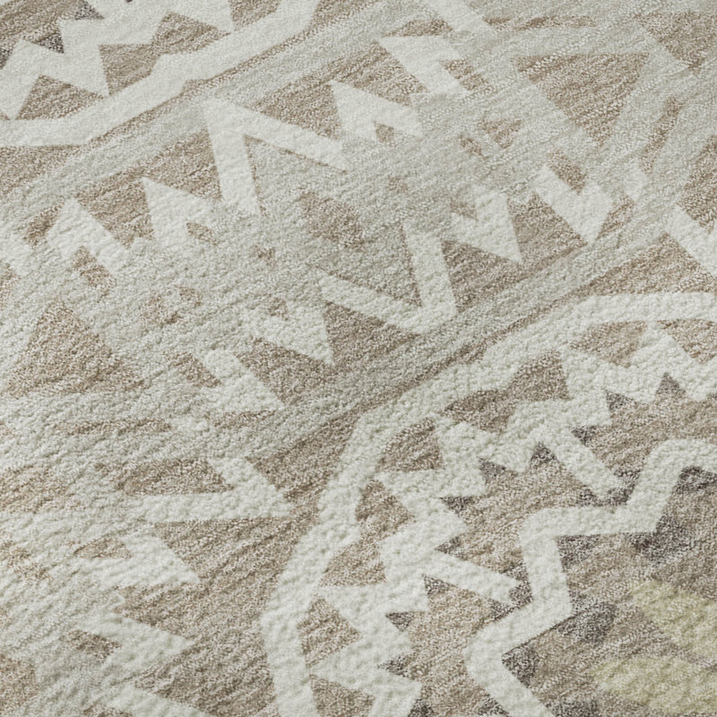 Addison Red Synthetic Washable Non-Slip Rectangular Rug