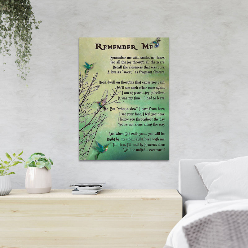 «Birds On The Tree - Souvenez-vous de moi avec des sourires pas des larmes», reproduction d'art graphique sur toile tendue