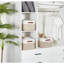 Grands bacs de rangement en tissu - Paquet de 3 organisateurs de garde-robe en lin beige et blanc pour la maison, les tablettes et le rangement