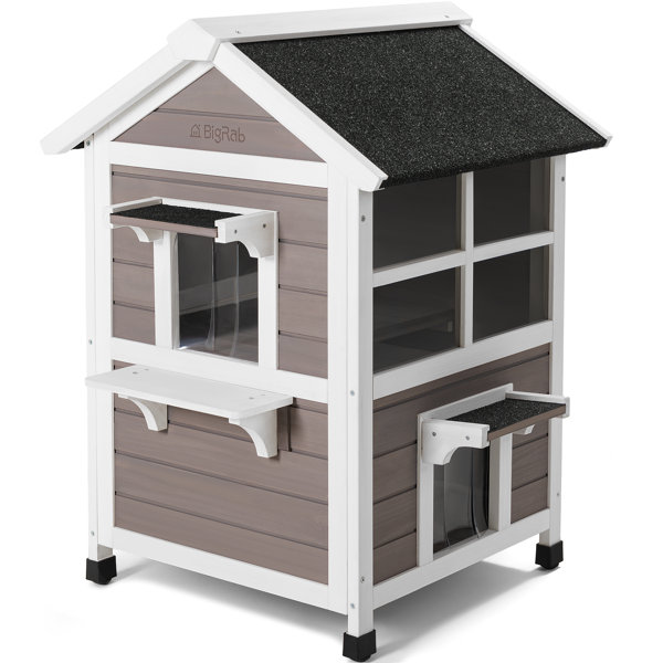 Tucker Murphy Pet Djordi Cat House for Outdoor Cats Feral Kitty Shelter with Insulated Liner for Winter Waterproof Rabbit Hutch for Bunnies, Cats