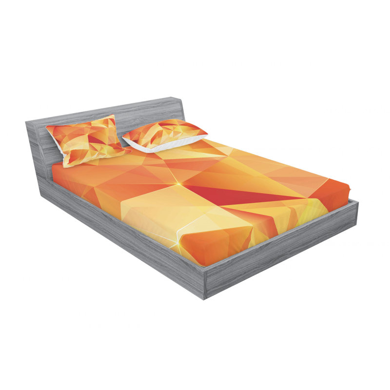 Microfiber Geometric Sheet Set, Queen Sheet Set with Fitted Sheet