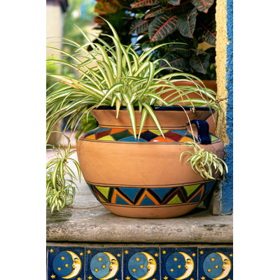 Talavera 14" Multi-Color Talavera Ceramic Chata Planter