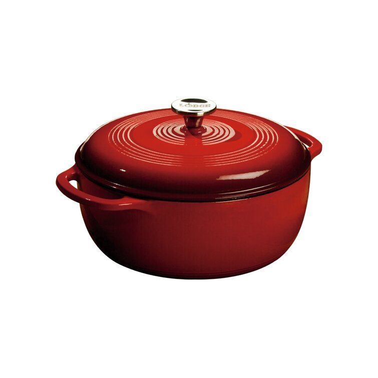 3.5-Quart Enameled Cast Iron Dutch Oven, Red Sold by at Home