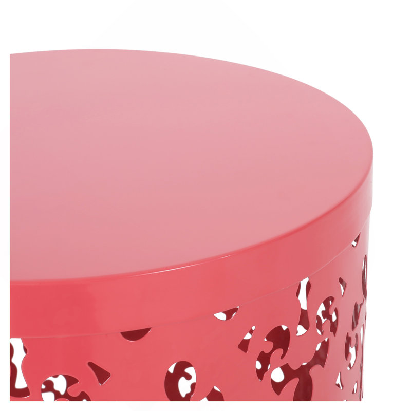 Outdoor Metal End Table -Large, Coral