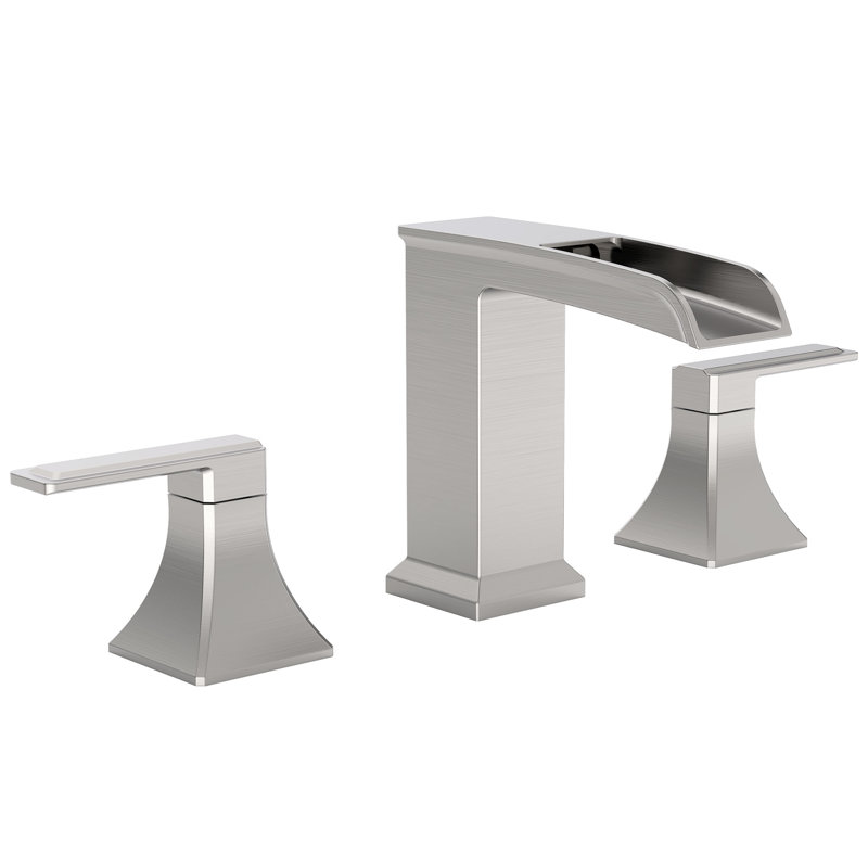 Widespread Waterfall 2-Handle Bathroom Sink Faucet with Drain Assembly, Brushed Nickel