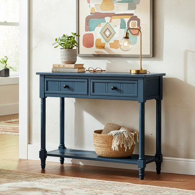 Console Table Traditional Design with Two Drawers and Bottom Shelf