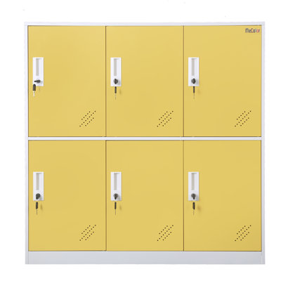 6 Door Yellow Metal Gym Locker with Key