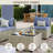 3 Pieces Design-Oriented Rattan Patio Conversation Sets With Cushions-788627589