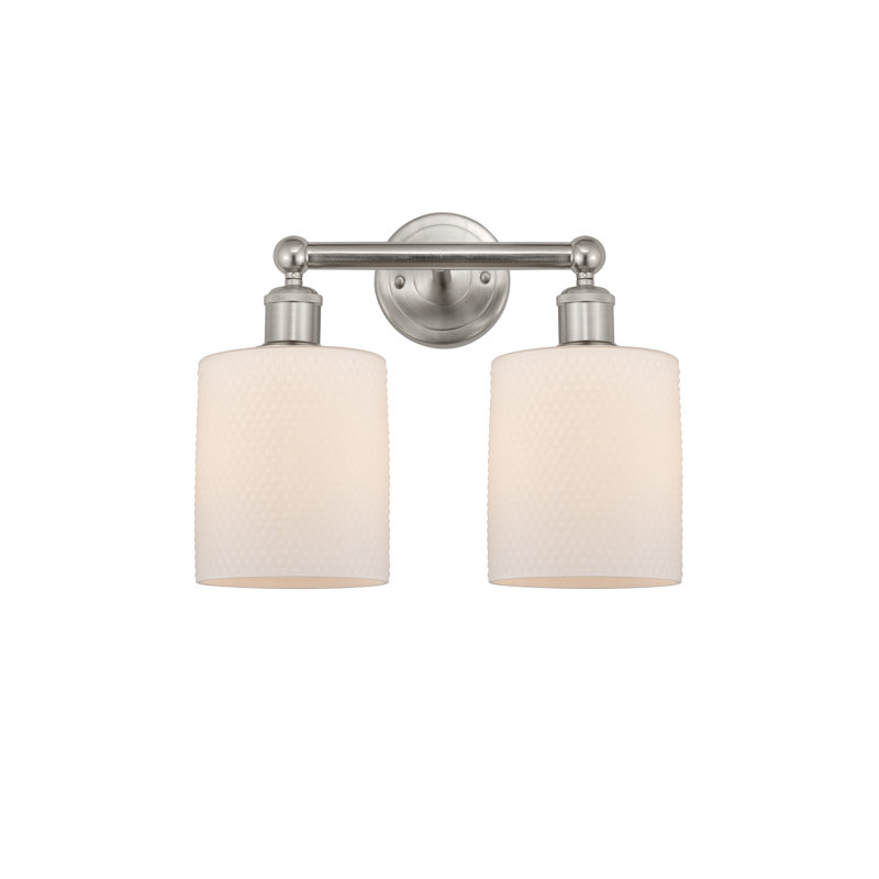 Éclairage pour meuble-lavabo 2 lumières 14 pouces Karon, Blanc mat, Nickel satiné brossé