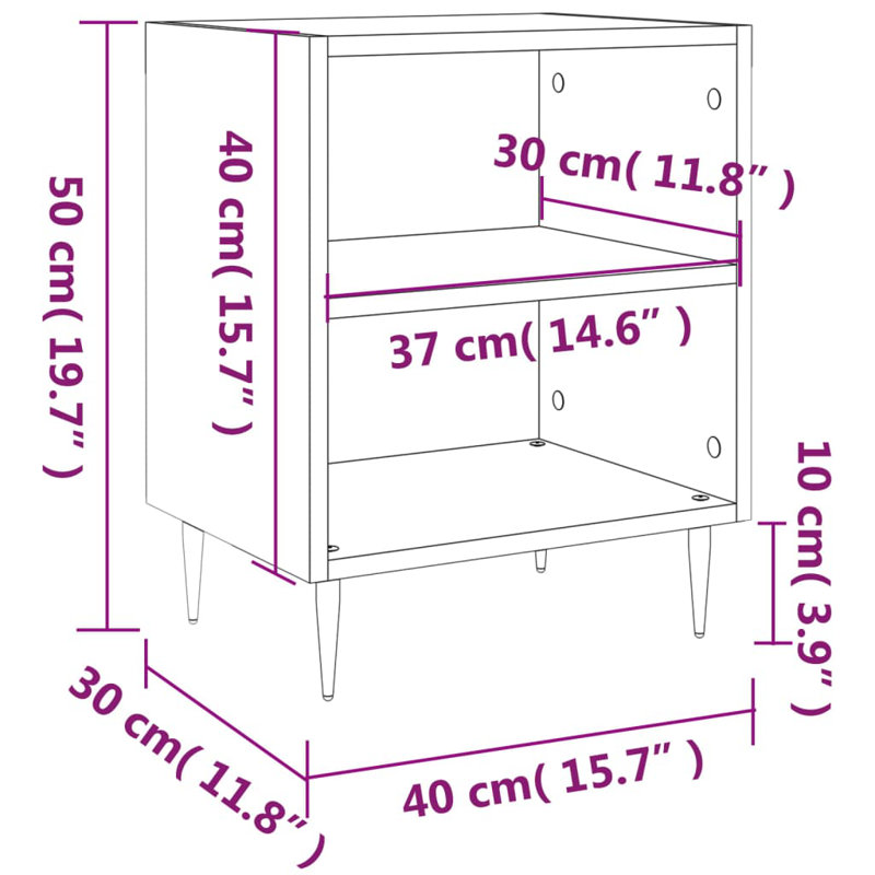 Lavonne 40cm W Manufactured Wood Bedside Table, Sonoma Oak
