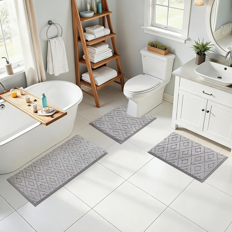 Tapis de bain absorbant antidérapant (ensemble de 3), Gris