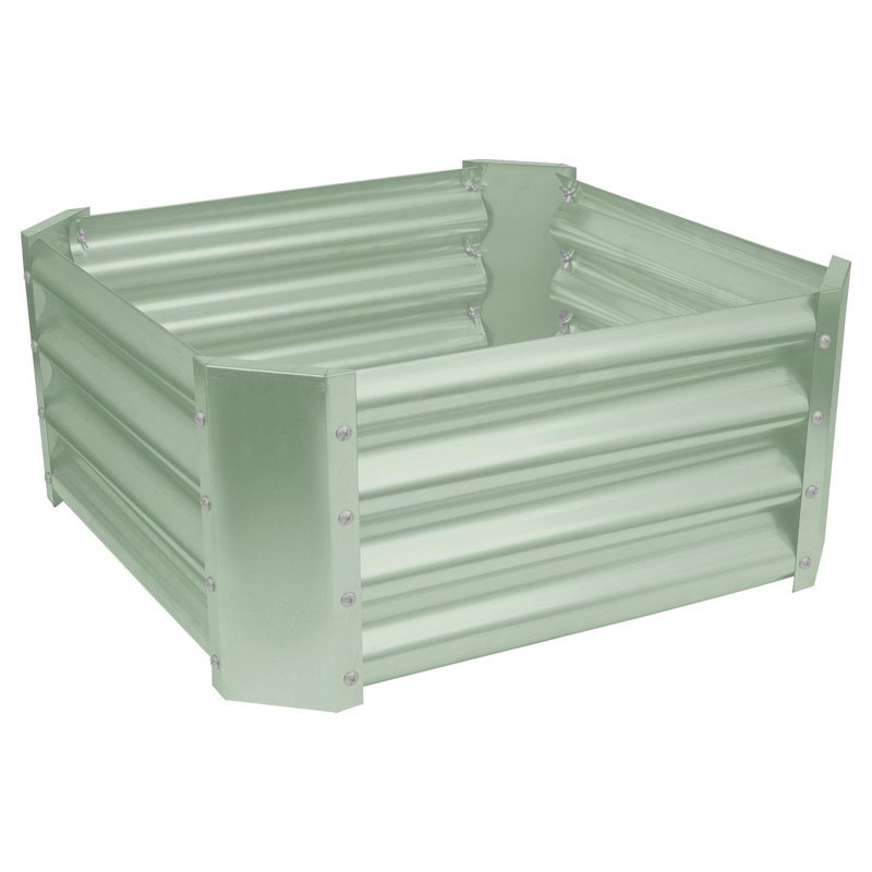 Harbour Housewares Square Galvanised Steel Raised Garden Bed, Green, 30 H x 60 W x 60 D cm
