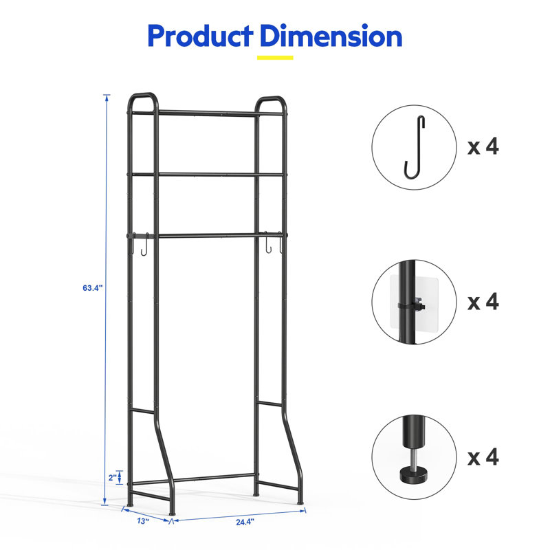 3 Tier Over The Toilet Storage Rack Freestanding Bathroom Organizer Black