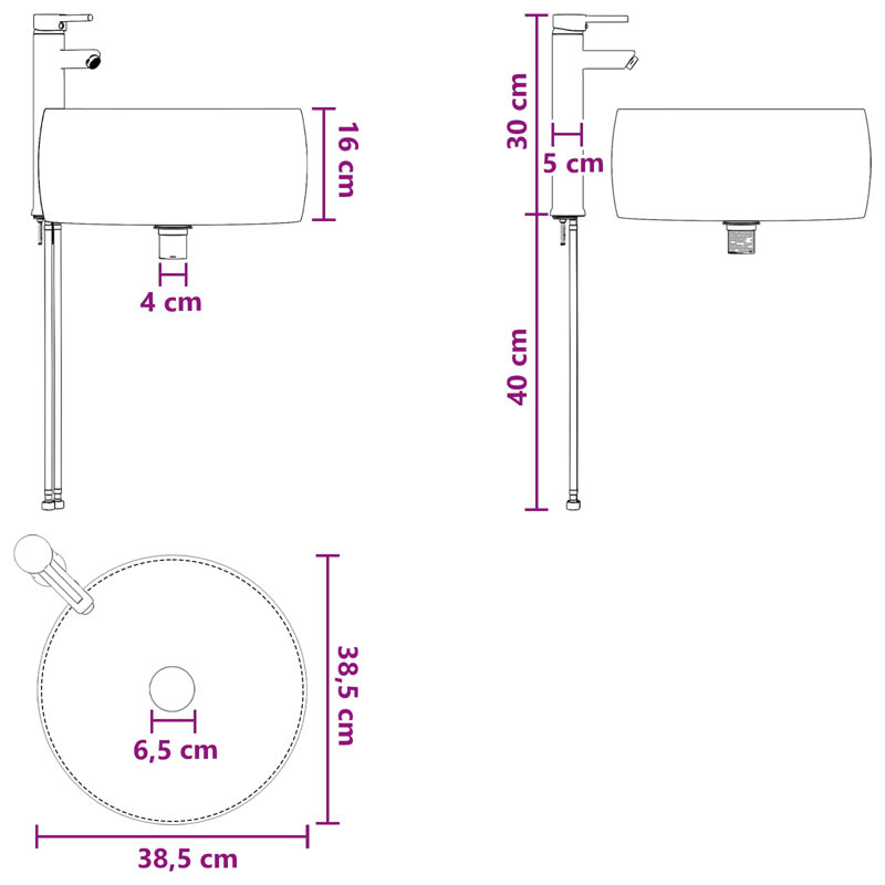 Belfry Bathroom 385mm W Metal Sink, Chrome