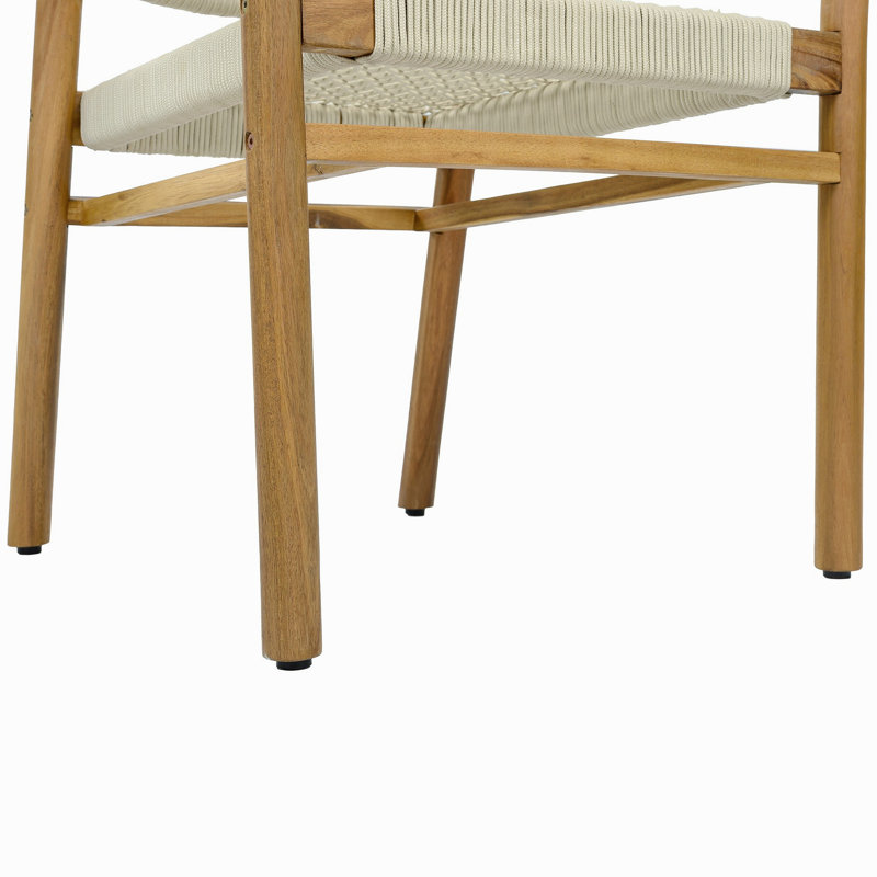Ensemble de 2 chaises de patio en teck et fauteuils en corde tissée pour l'extérieur