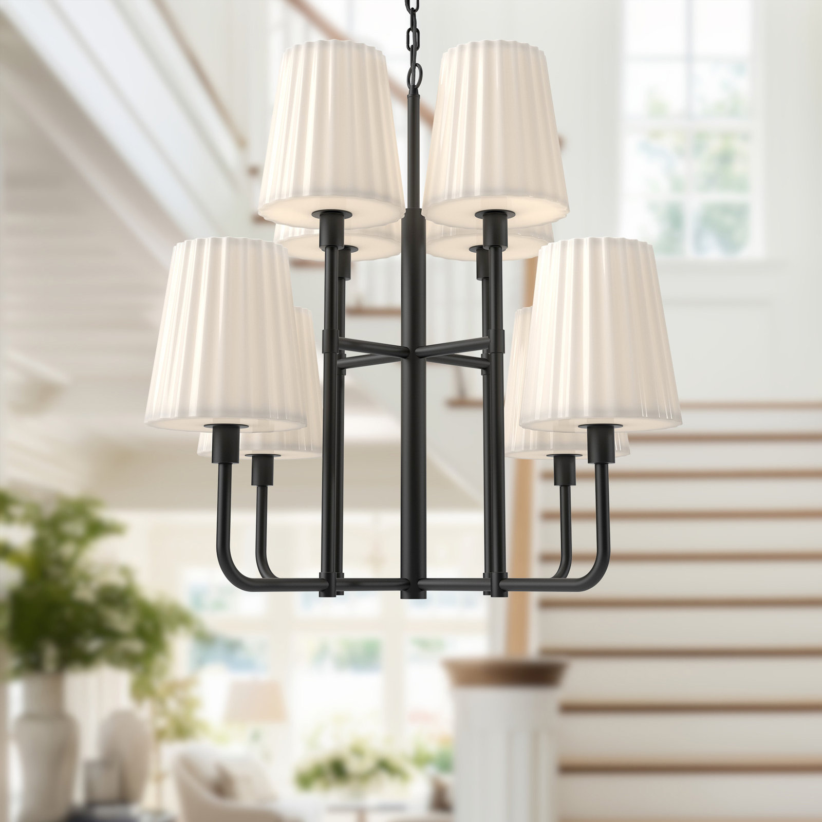 Tindra 8 - Light Metal Dimmable Chandelier, Matte Black