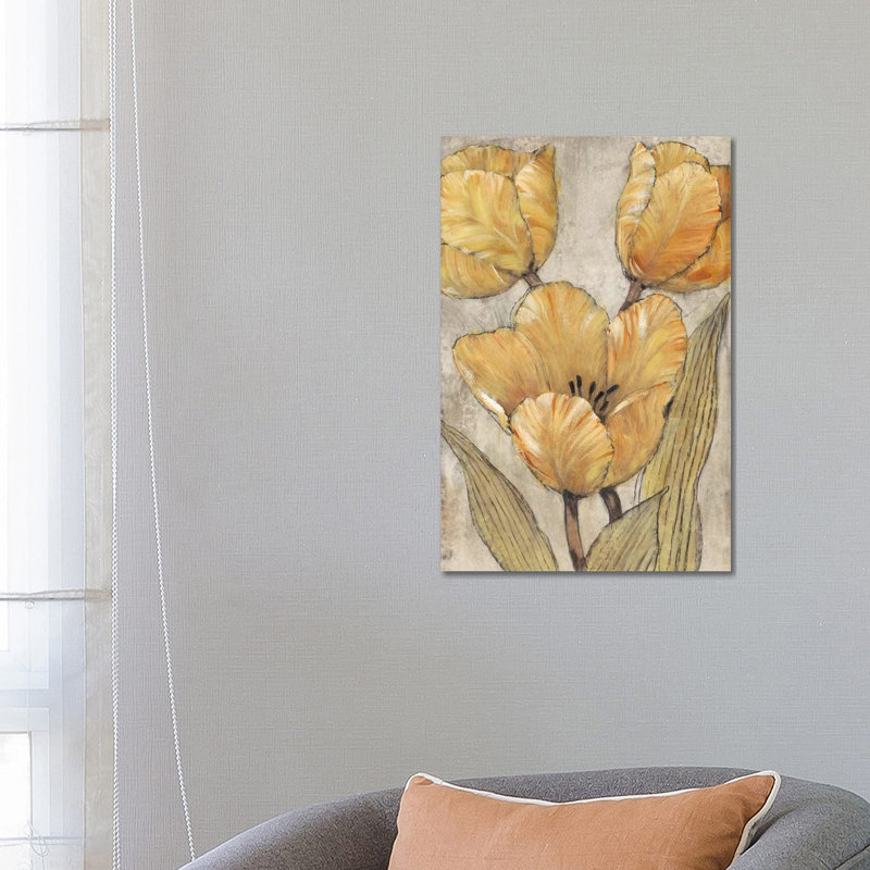 Ochre & Grey Tulips II by Tim OToole - Wrapped Canvas Painting, 66.04 cm H x 45.72 cm W x 1.91 cm D