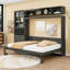 Lit escamotable mural en bois avec canapé, lumières, tablettes et port USB-1840799315-1840799313
