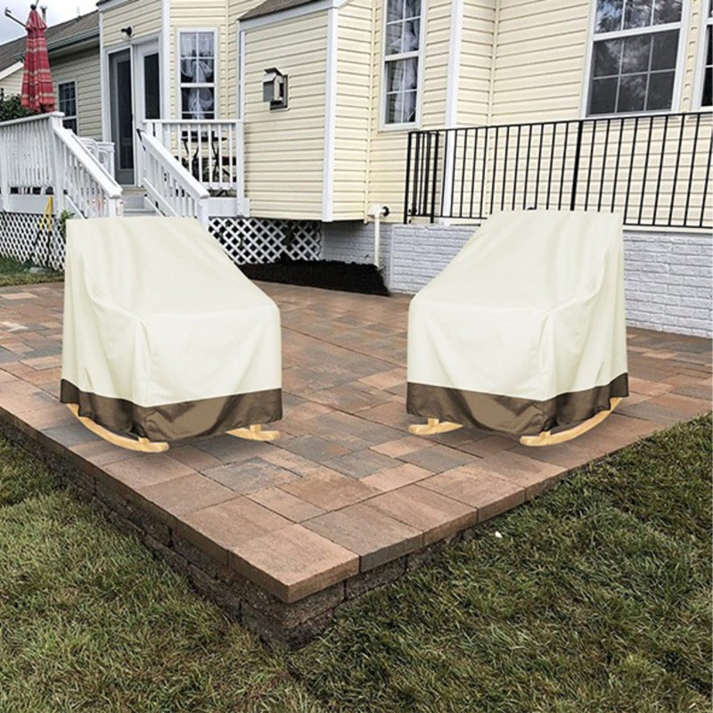  Outdoor Furniture Covers, 600D Heavy Duty Waterproof Outdoor Chair Covers 2 Pack for Patio Garden, Beige&Mocha