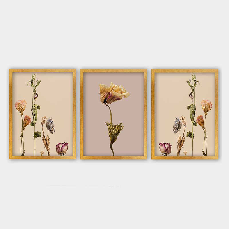Ensemble de 3 peintures élégantes encadrées décoratives, 13,8 x 17,7 pouces chacune | 100% bois avec cadre 100% polystyrène (épaisseur: 0,8 pouce) | Impression numérique UV, parfaite pour le salon et la décoration intérieure