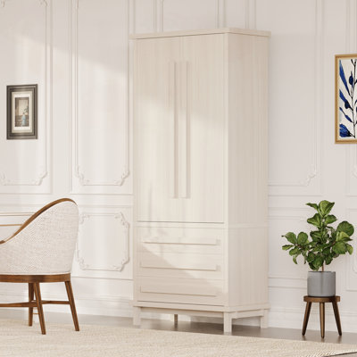 70" Kitchen Pantry Cabinet with Solid Wood Details and 6 Door Shelves