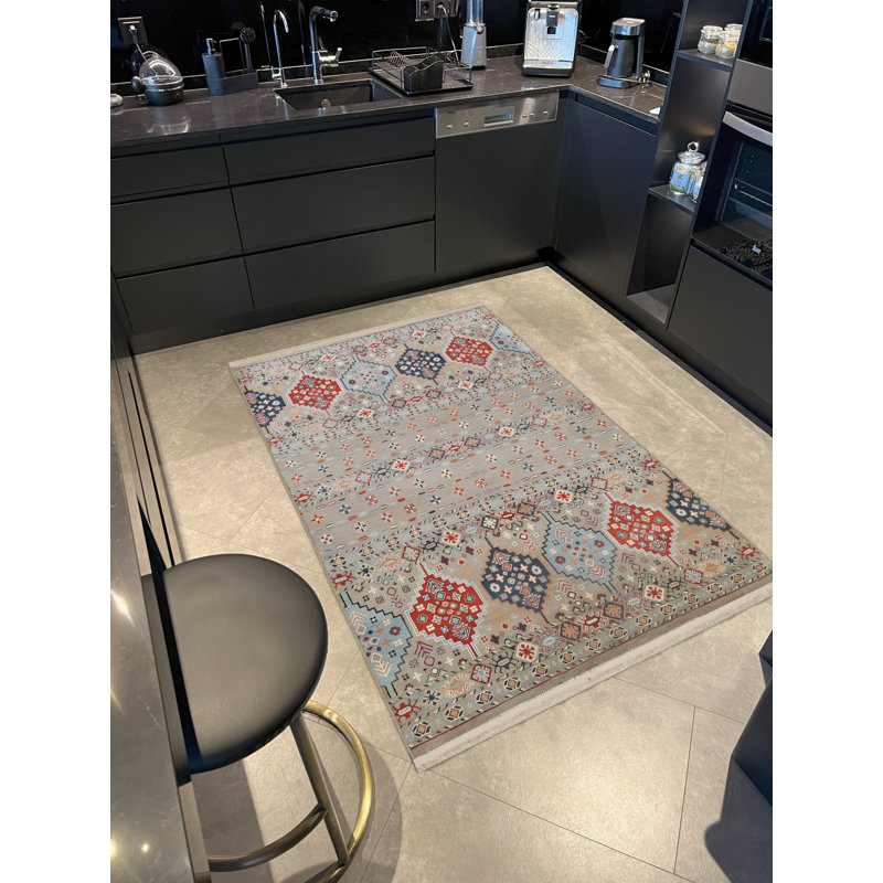 Tapis décoratif multicolore beige, Rectangle 4 pi 7,12 po x 6 pi 6,74 po