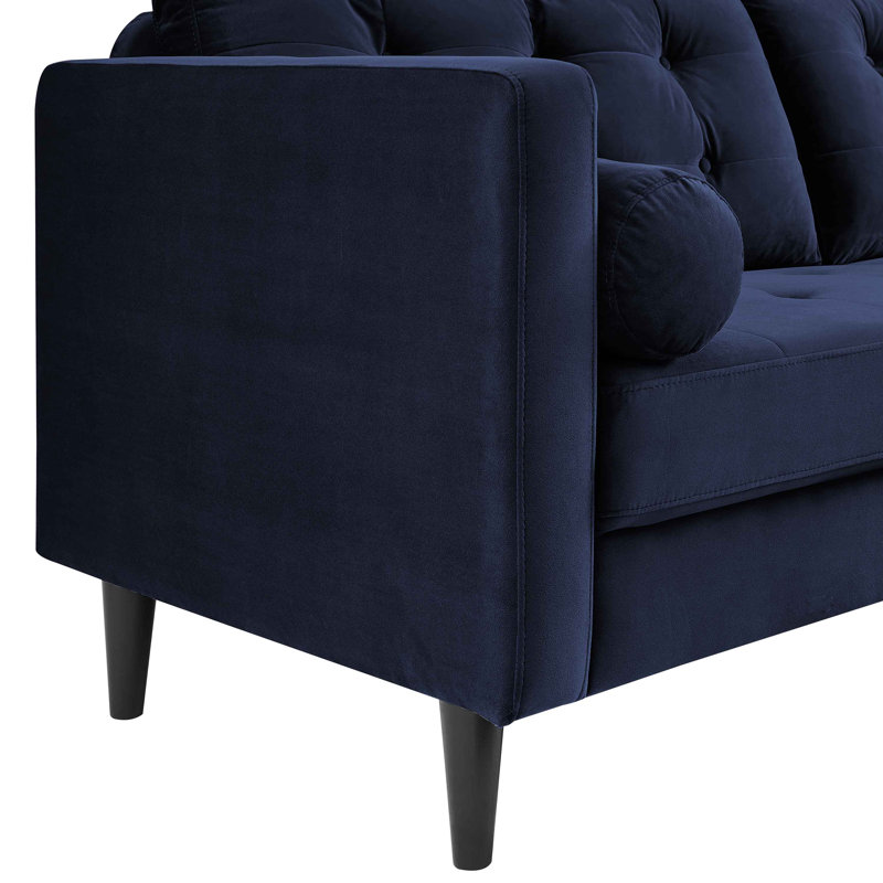 Jeses 204Cm Velvet Square Arms Sofa, Dark Blue
