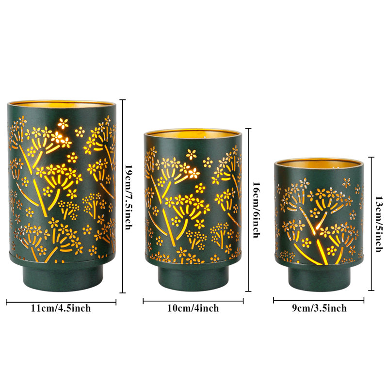 3 Piece Metal Tabletop Hurricane Set