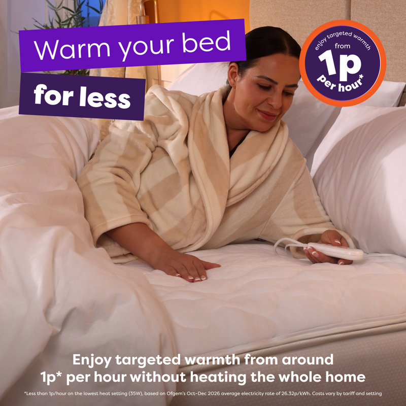 Slumberdown Wonderfully Warm Electric Blanket Control 9-Heat Settings Easy Fit Machine Washable, King