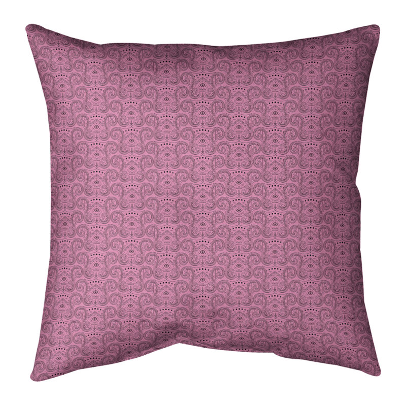 Coussin décoratif troisième œil Katelyn Elizabeth, Polyester / Bourre en polyester, 20 po x 20 po, Rose / Noir