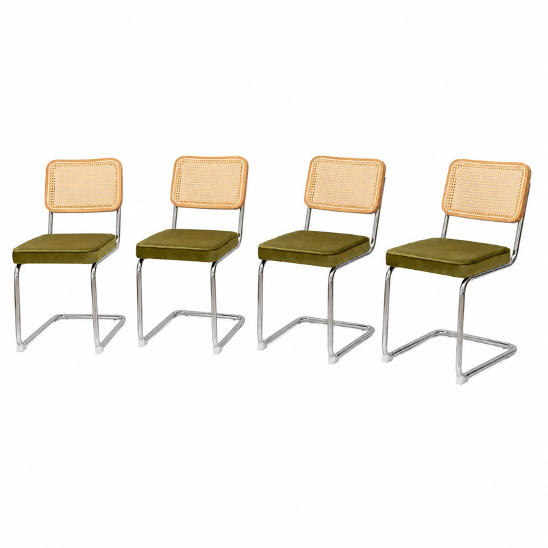 Marklesburg 19.3" H Modern Rattan Dinning Chairs,velvet Dining Chairs With Metal Frame (set Of 4)