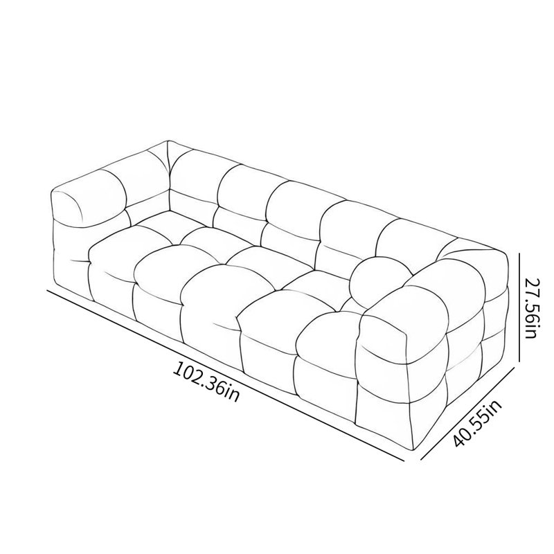 Canapé français simple de style crème, 3, Gris, H 27,56 po x l 102,36 po x P 40,55 po
